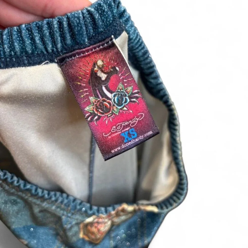 Ed Hardy Embellished Gem Leggings XS Y2K Grunge Punk - Picture 8 of 8